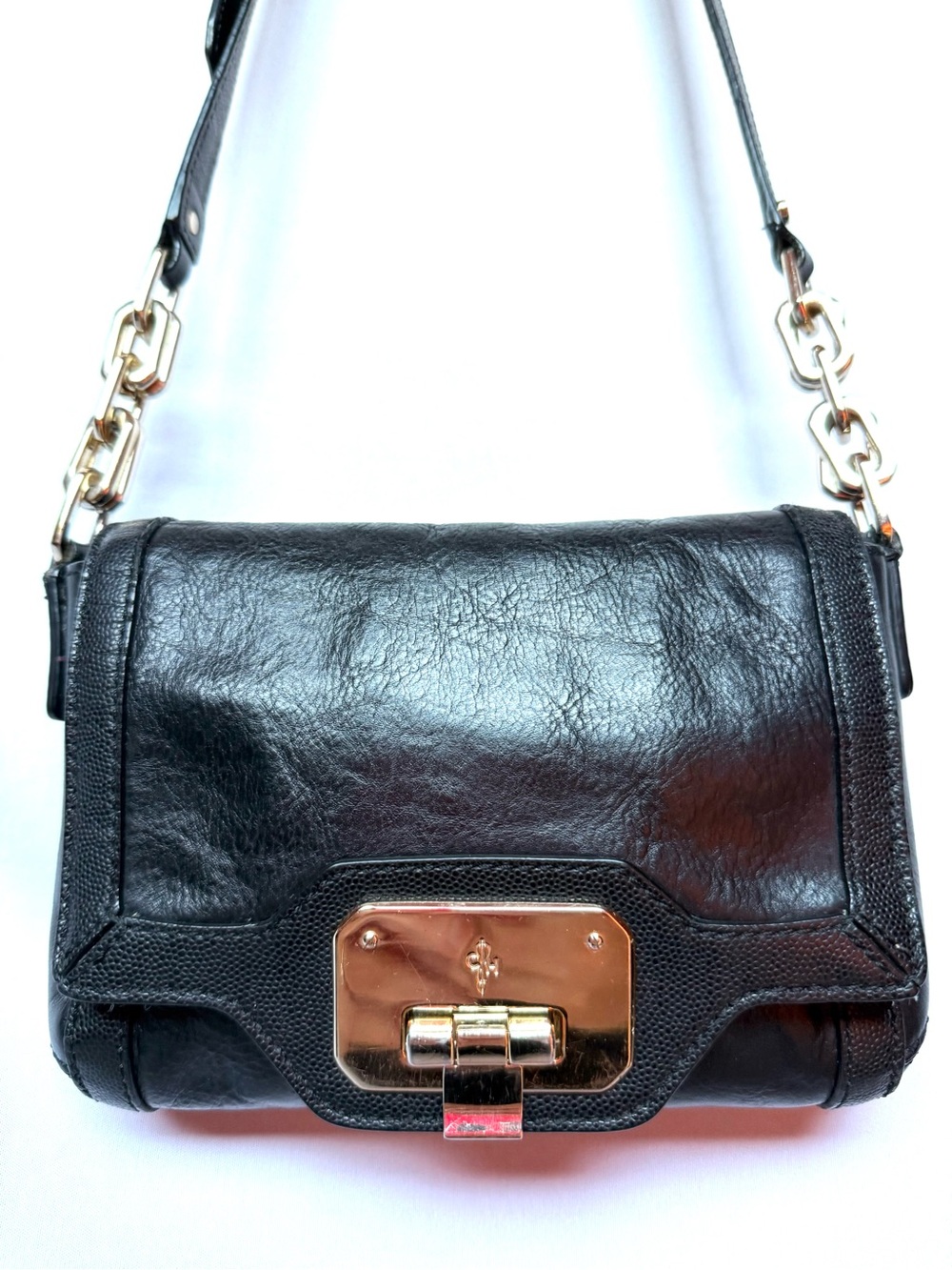 Cole Haan Black Leather Mini Shoulder Bag Gold Hardware Y2K Purse
